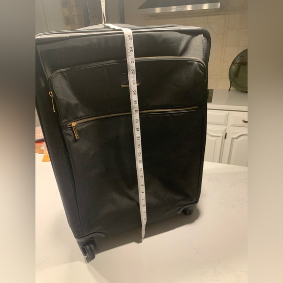 TUMI PreOwned Large Black W/Gold Accents Deluxe Check In Luggage Velour lined - Picture 12 of 16